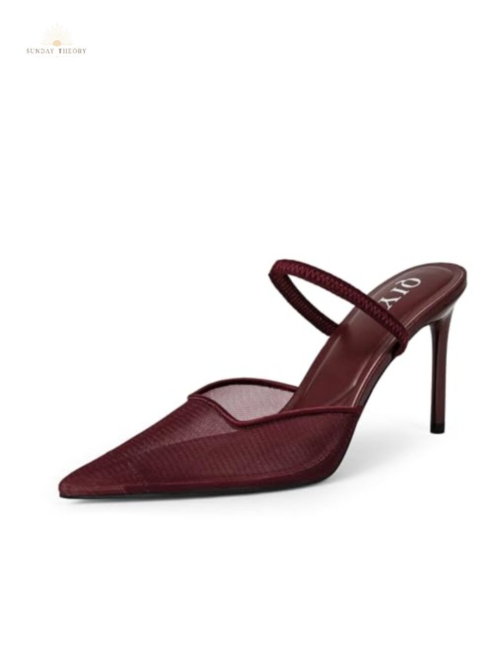 Women's Pointed Toe Slingback Stiletto Pumps, Mesh Kitten Heels